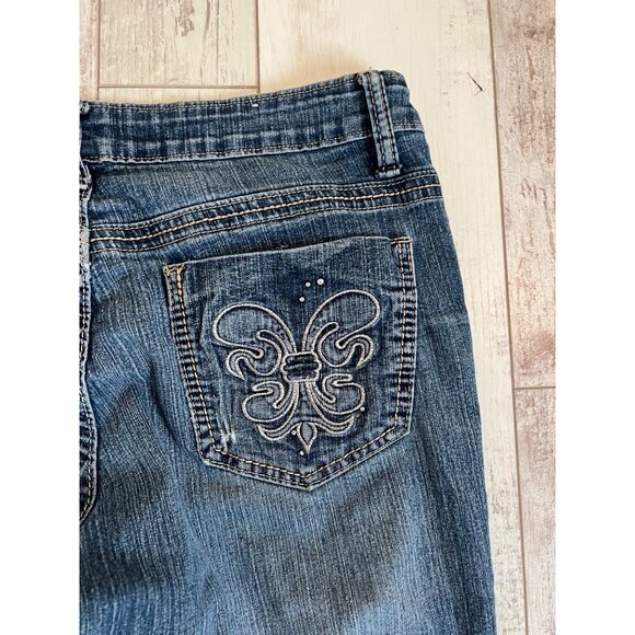 L2 Jeanswear Womens Blue Denim Embroidered Pocket Stretch Jeans Size 9 - Picture 2 of 7
